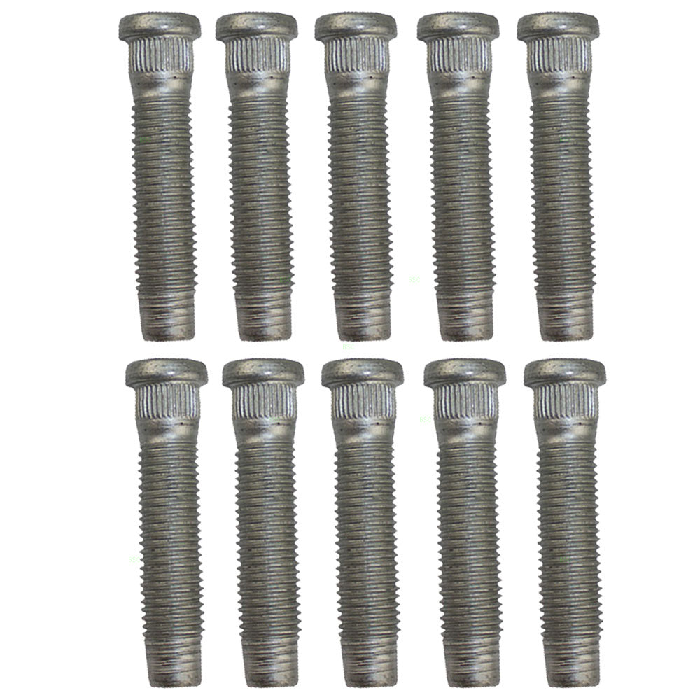 Brock 10 Piece Set Axle Hub Wheel Lug Stud Bolts 12.55mm Knurl 56mm