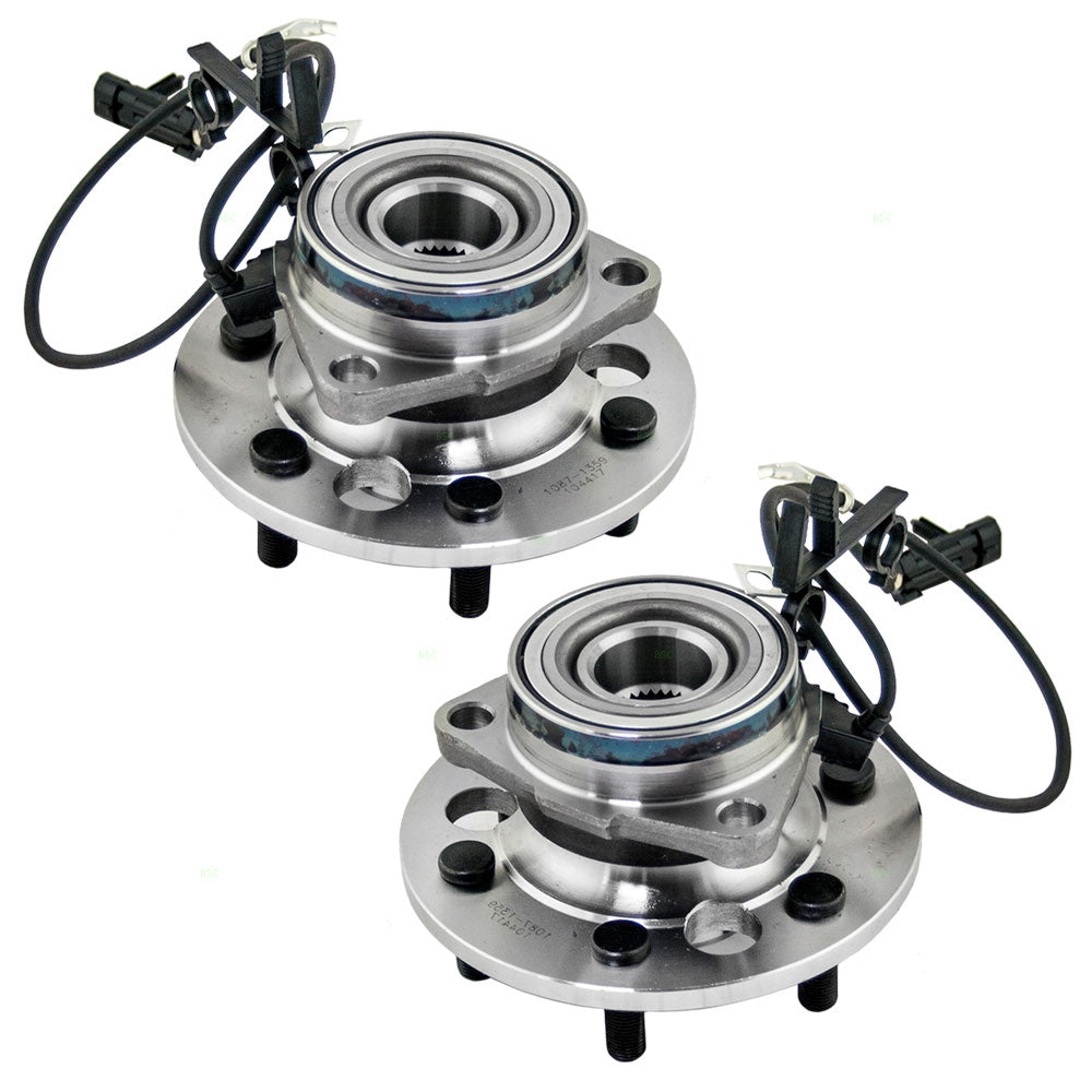 Brock Replacement Set Front Hubs and Wheel Bearings Compatible with 1500 Pickup Truck Suburban Tahoe Yukon & Denali 4-Wheel Drive