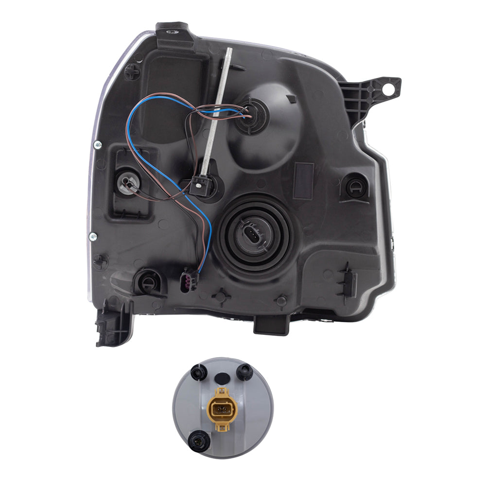 Brock Aftermarket Replacement Part Driver and Passenger Side Halogen Combination Headlight Assemblies & Fog Light Assemblies without Bezel Set Compatible with 2007-2014 GMC Yukon
