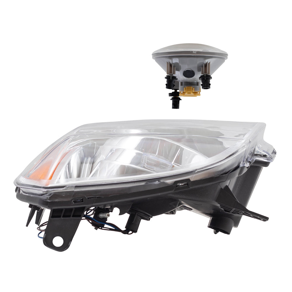 Brock Aftermarket Replacement Part Driver and Passenger Side Halogen Combination Headlight Assemblies & Fog Light Assemblies without Bezel Set Compatible with 2007-2014 GMC Yukon