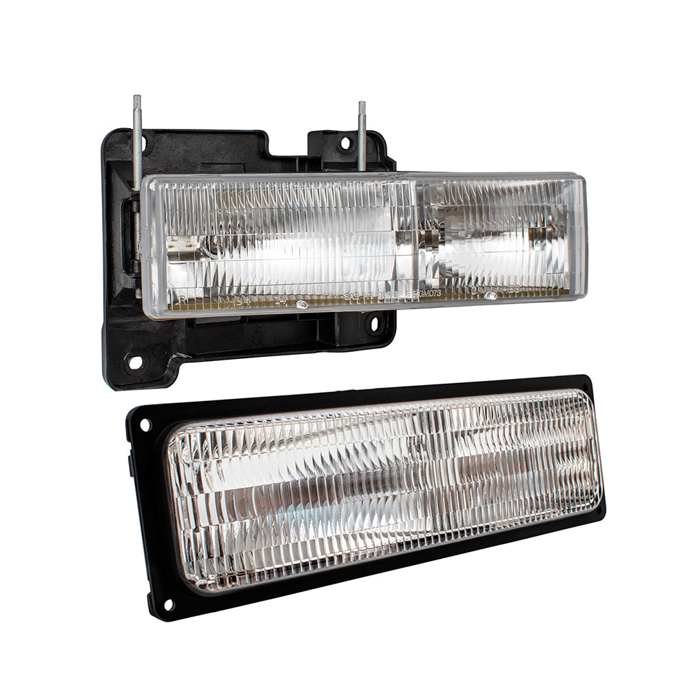 Headlights and Front Signal Marker Lights Compatible with 1994-2002 Chevy GMC C/K 1500 2500 3500 Old Body Style Pickup Truck