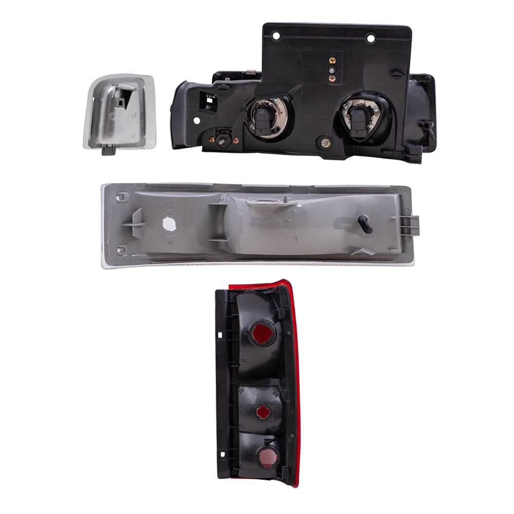 Brock Replacement Headlights Tail Lights and 4 Pc Park Signal Lights Compatible with 1995-2005 Astro Safari