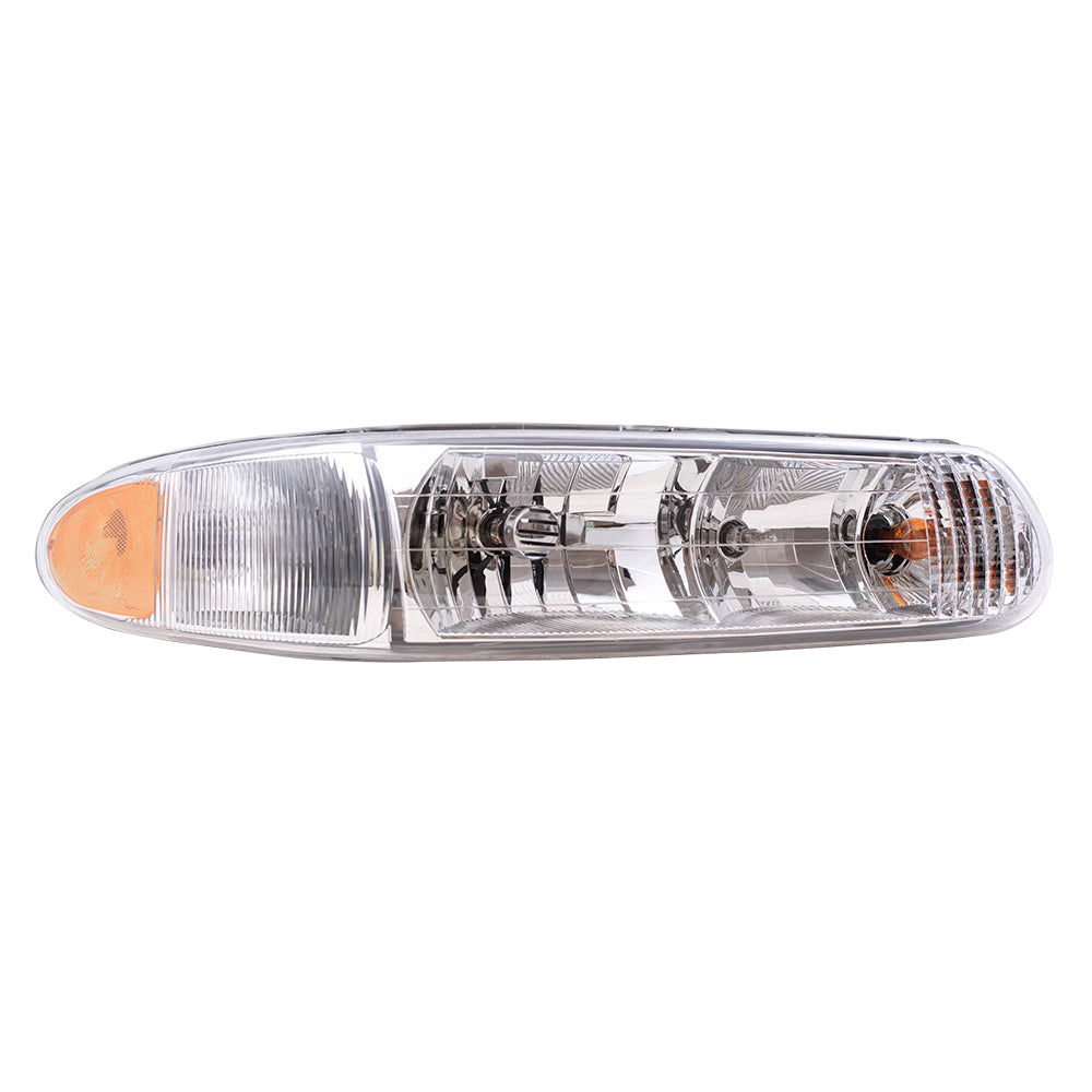 Brock Replacement Driver and Passenger Set Halogen Headlights with Corner Lamps Compatible with 1997-2005 Century 19244639 19244638