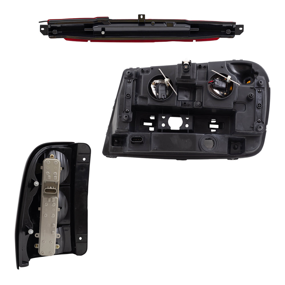 Brock Replacement Headlights and Tail Lights with 3rd Brake Lamp Compatible with 2002-2009 Trailblazer