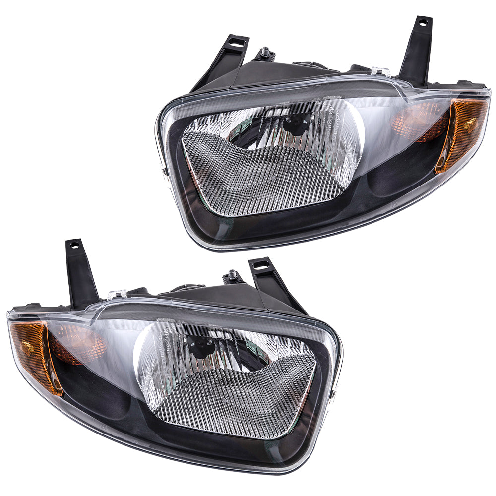 Brock Replacement Driver and Passenger Set Headlights Compatible with 2003 2004 2005 Cavalier 22707274 22707273