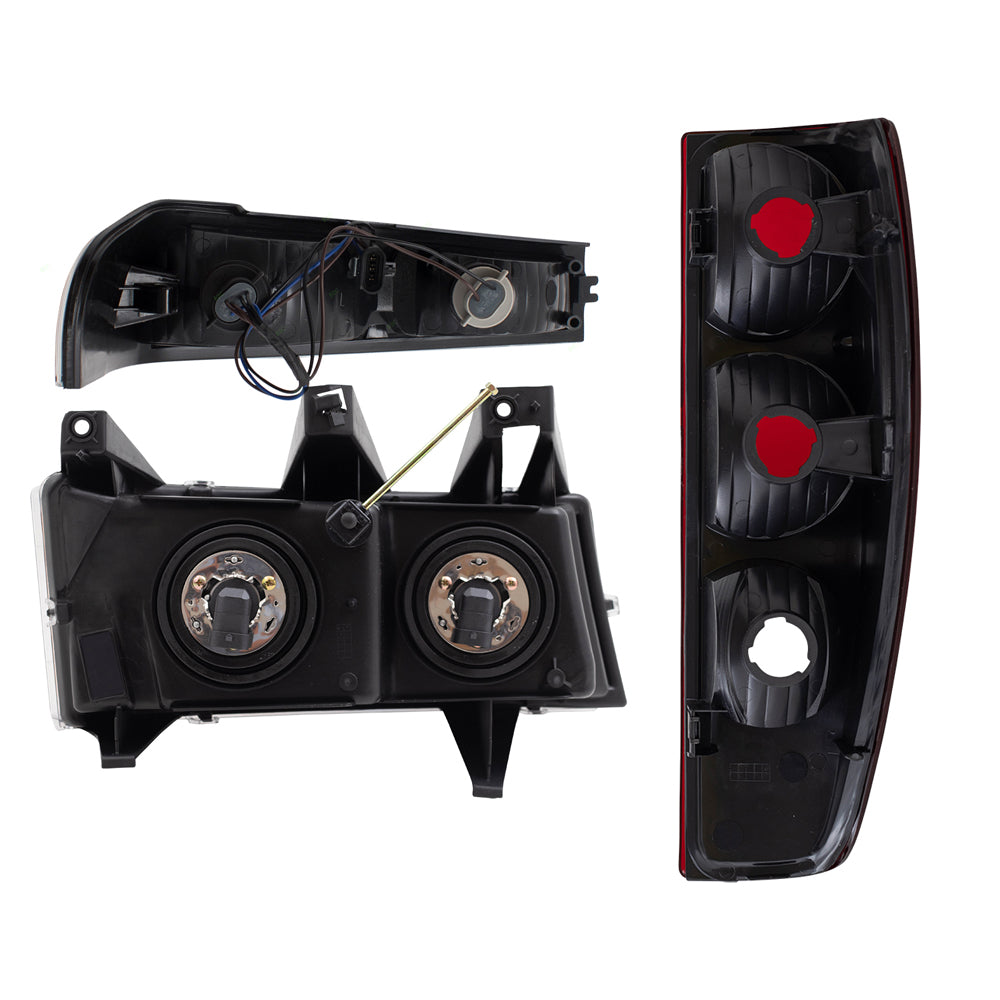 Brock Replacement 6 Pc Set Headlights, Tail Lights & Park Signal Lamps Compatible with 2004-2012 Colorado Canyon Pickup Truck