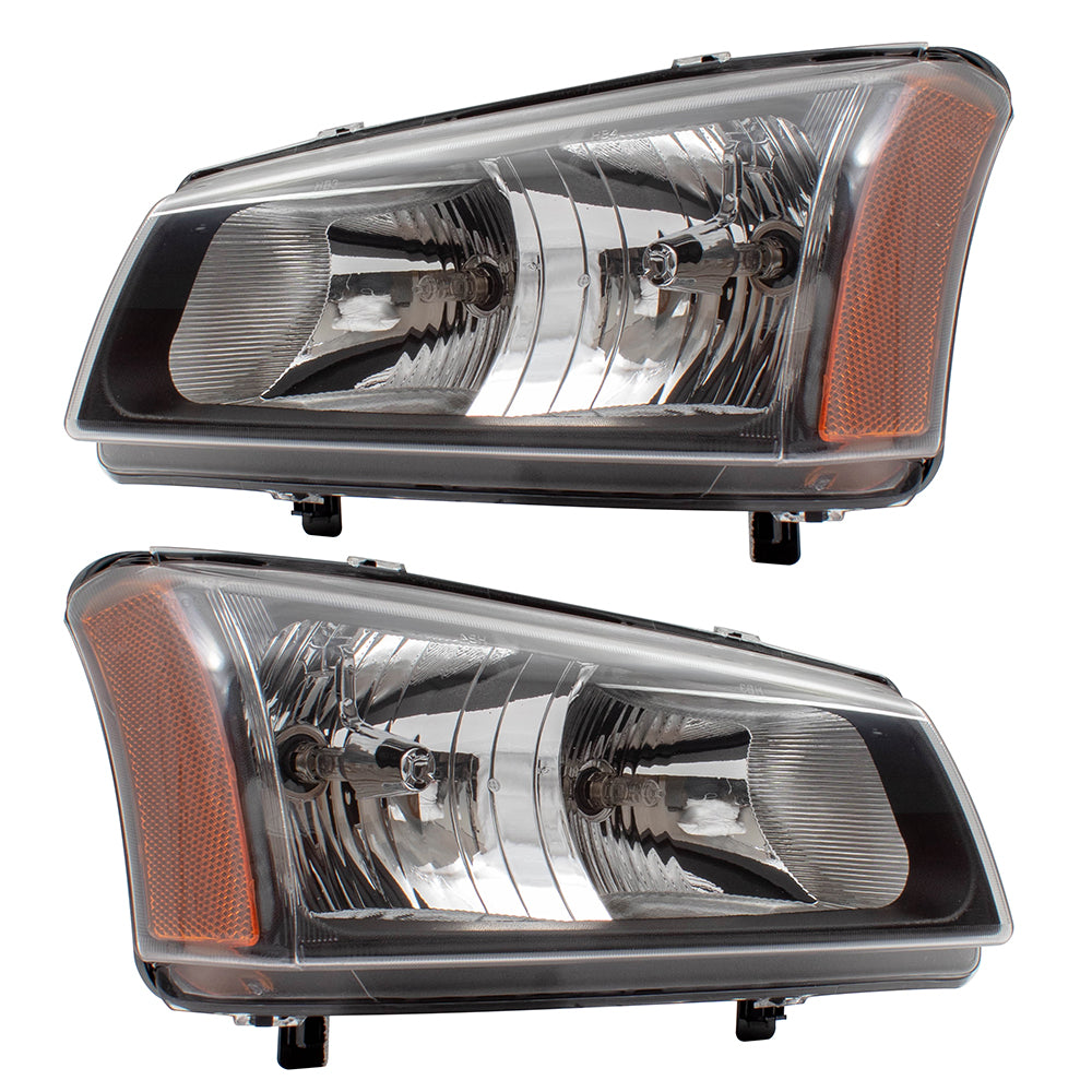 Brock Replacement Driver and Passenger Set Headlights w/ Fluted Reflectors Compatible with 2003-2006 Avalanche Silverado Pickup Truck