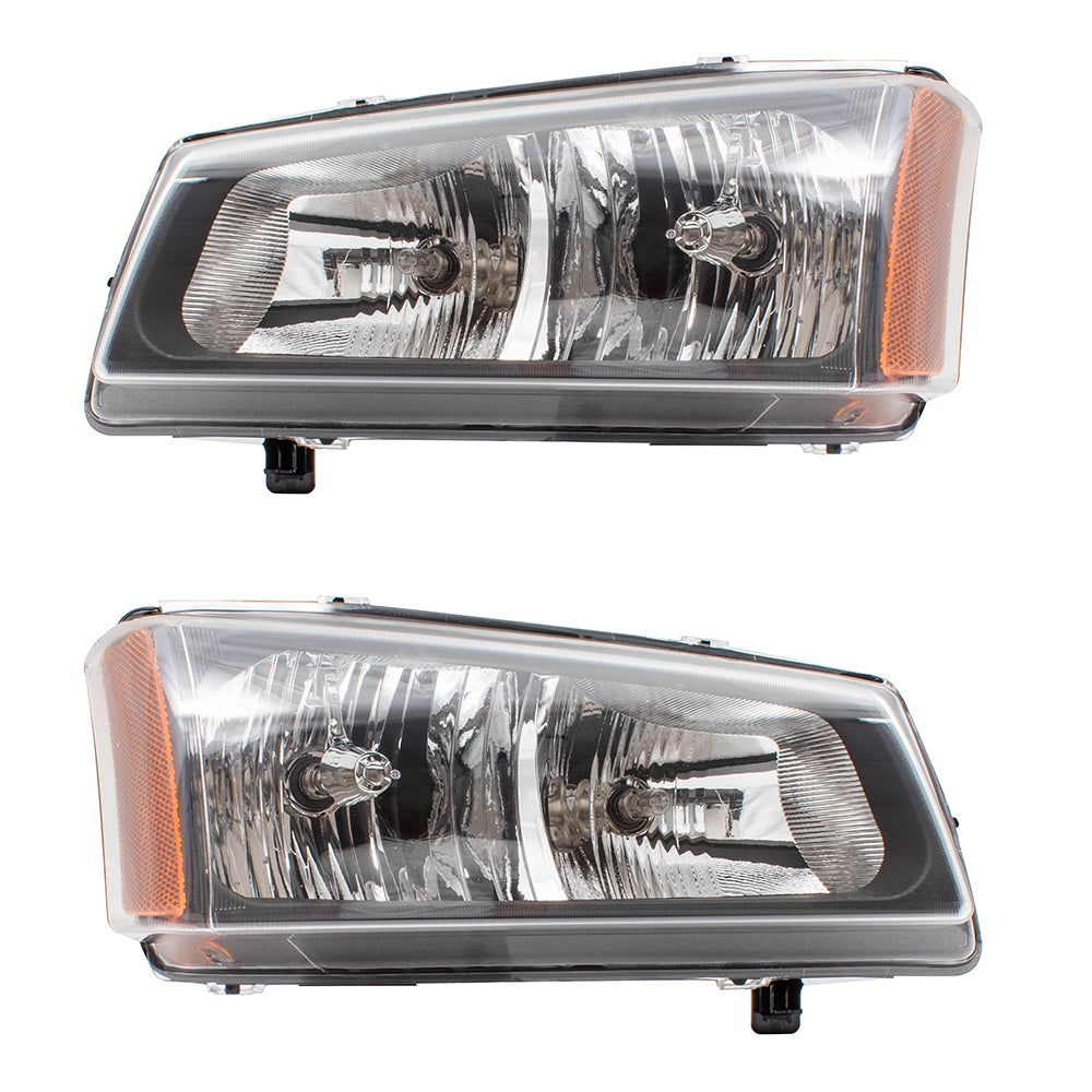 Brock Replacement Driver and Passenger Set Headlights w/ Fluted Reflectors Compatible with 2003-2006 Avalanche Silverado Pickup Truck