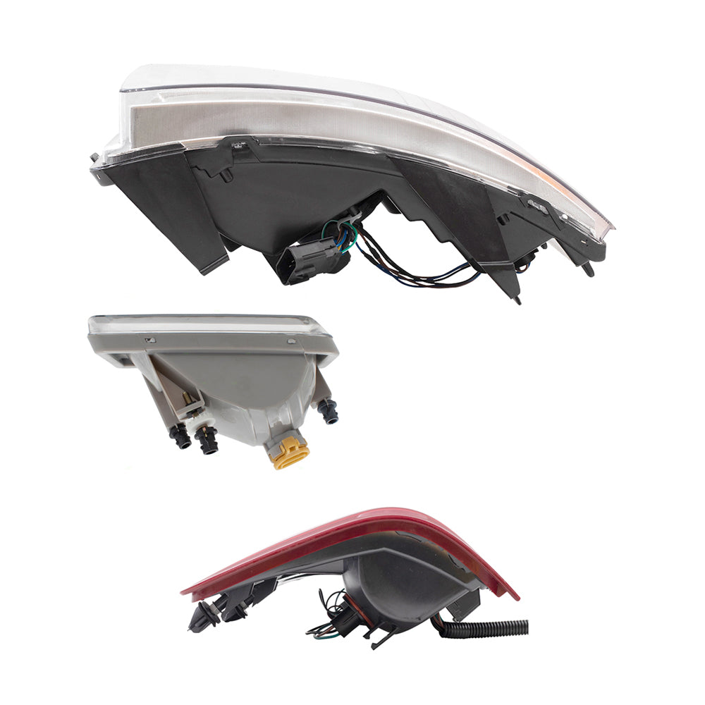 Brock Replacement Driver & Passenger Side Headlights, Rectangle Fog Lights & Tail Lights 4 Piece Set Compatible with 2007-2010 Silverado 1500 & 2012-2013 Silverado 1500/ 2007-2014 Silverado 2500/3500