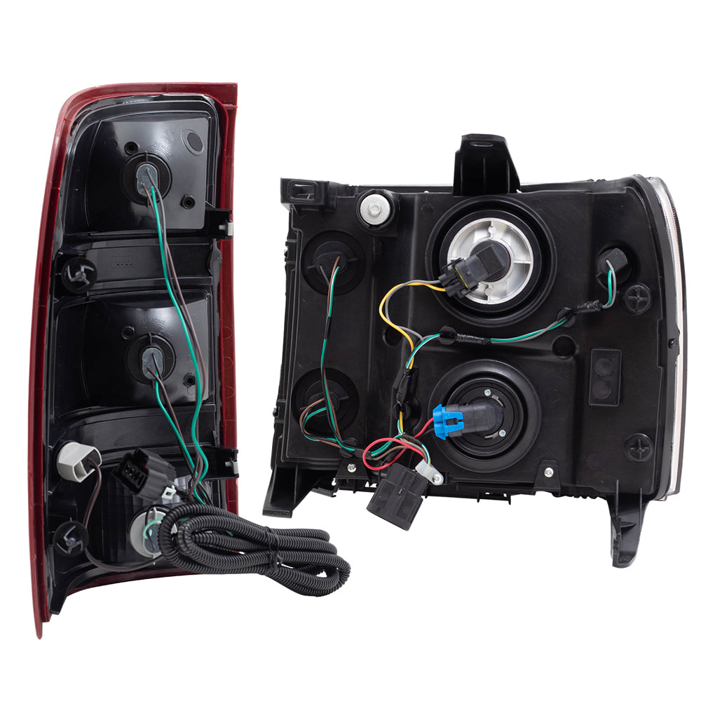 Brock Replacement Headlights with Tail Lights Compatible with 2007-2014 Sierra Pickup Truck with Single Rear Wheels