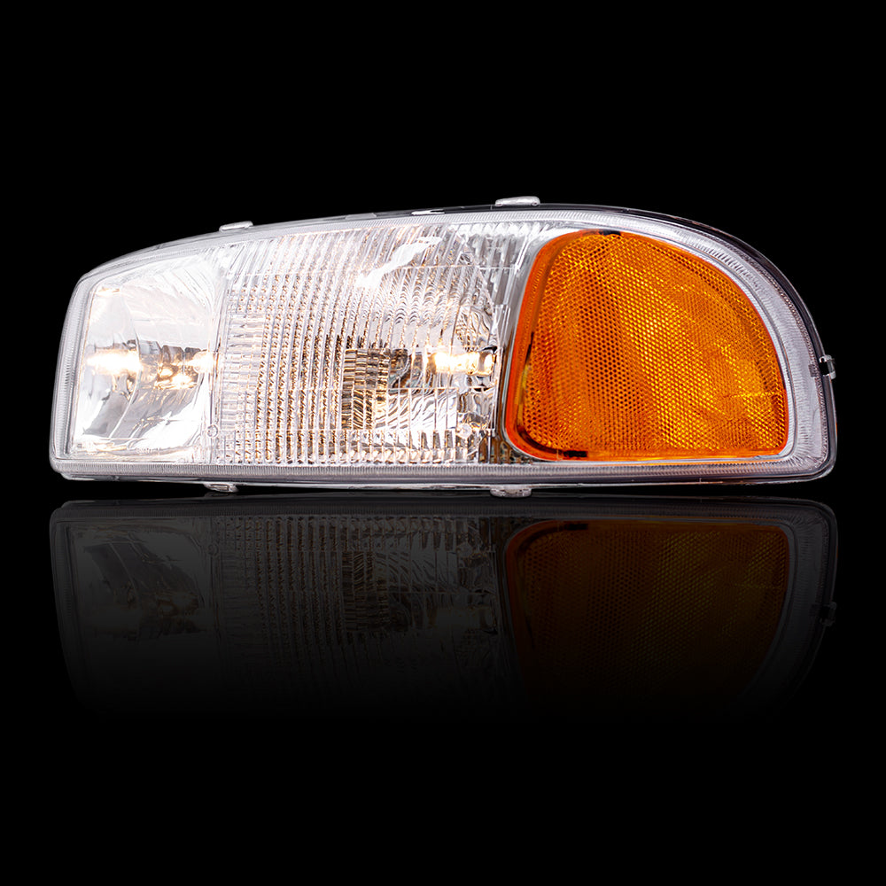 Brock Replacement Halogen Combination Headlight Set Compatible with 99-06 Sierra 07 Sierra Classic 00-06 Yukon 00-06 Yukon XL 15850351 15850352