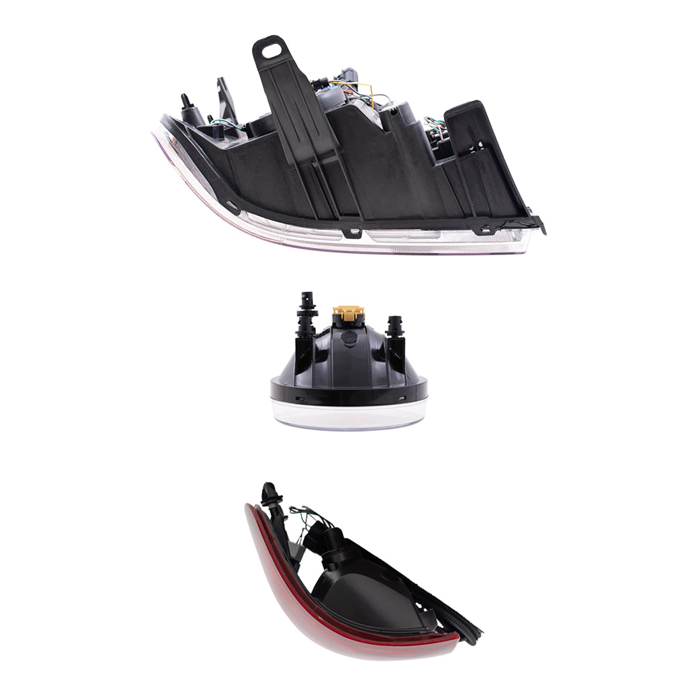 Brock Replacement Driver and Passenger Side Headlights, Fog Lights and Tail Lights 6 Piece Set Compatible with 2007-2010 Sierra 1500/2500 & 2007-2014 Sierra 3500