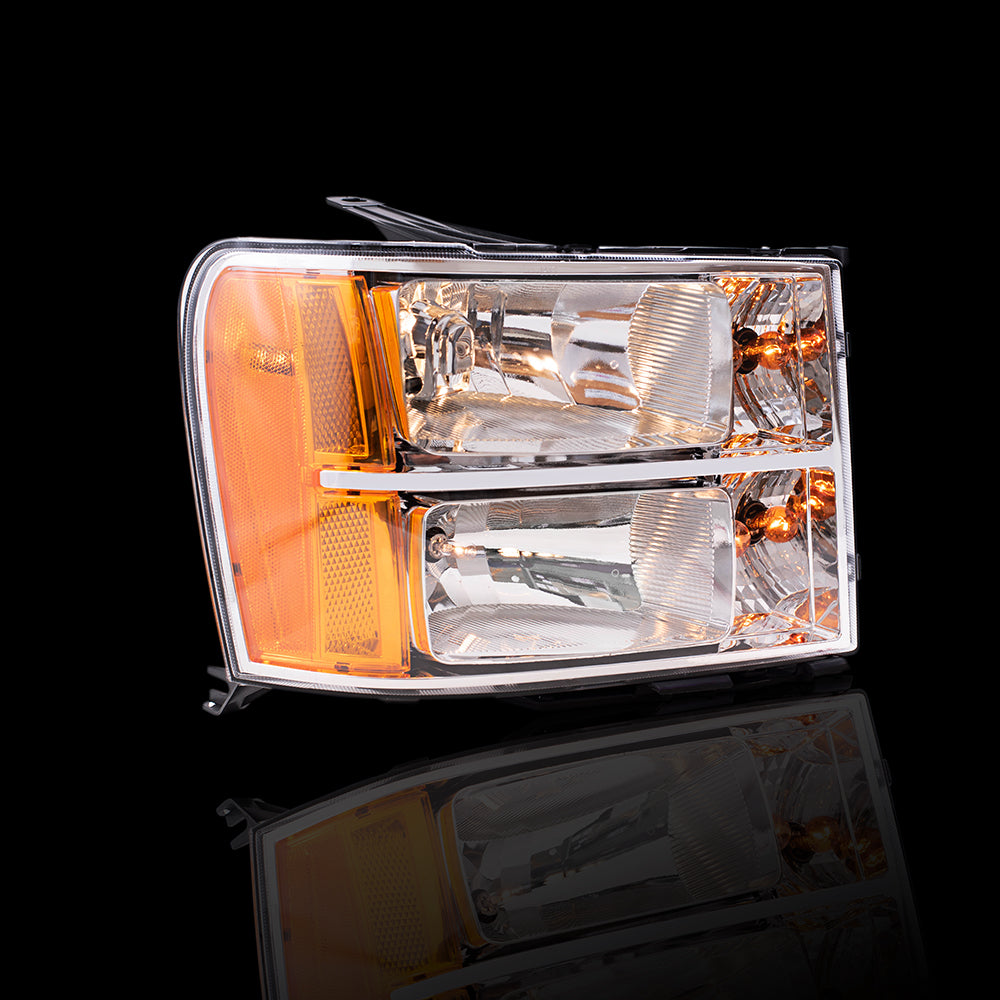 Brock Replacement Driver and Passenger Side Halogen Combination Headlight Assemblies Compatible with 2007-2013 Sierra 1500/Sierra Denali 1500 07-14 Sierra 2500/3500/Sierra Denali 2500/3500