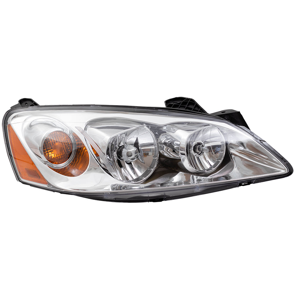 Brock Replacement Driver and Passenger Set Headlights with Amber Signal Compatible with 2005-2010 G6
