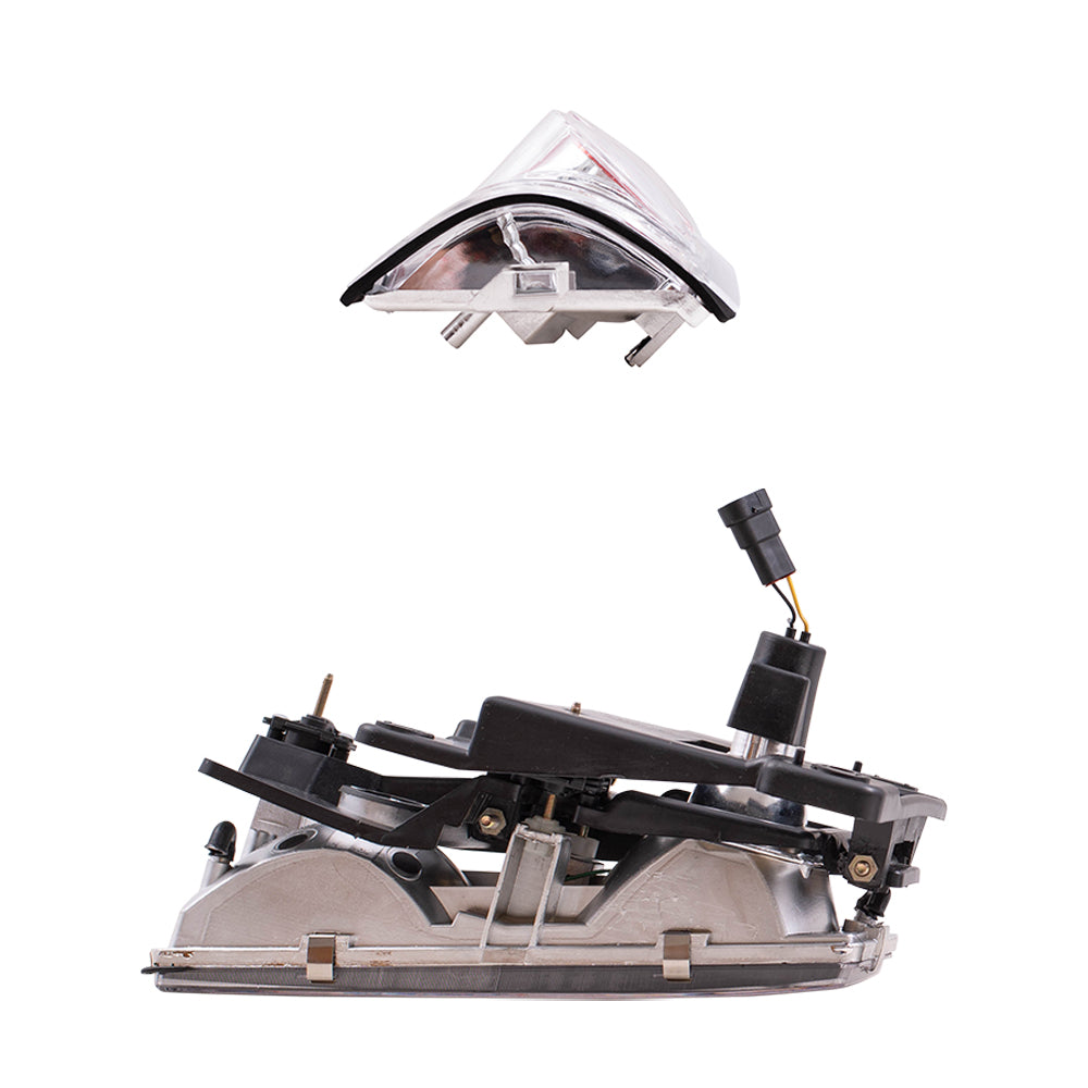 Brock Replacement Composite Headlight Assemblies with Projector Low Beam, Bulbs, Dual Halo, LED DRL & C/K Tail Light Units 4 Piece Performance Set Compatible with 1988-2000 Various Model Trucks