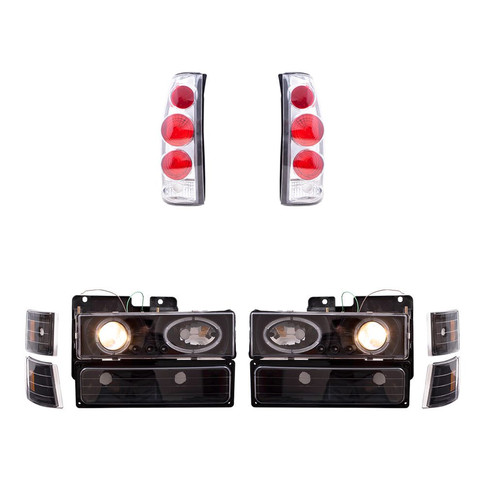 Brock Aftermarket Replacement Front Rear Driver Left Passenger Right 10 Piece Composite Type Performance Light Set Compatible with 1994-2002 GMC C/K Pickup