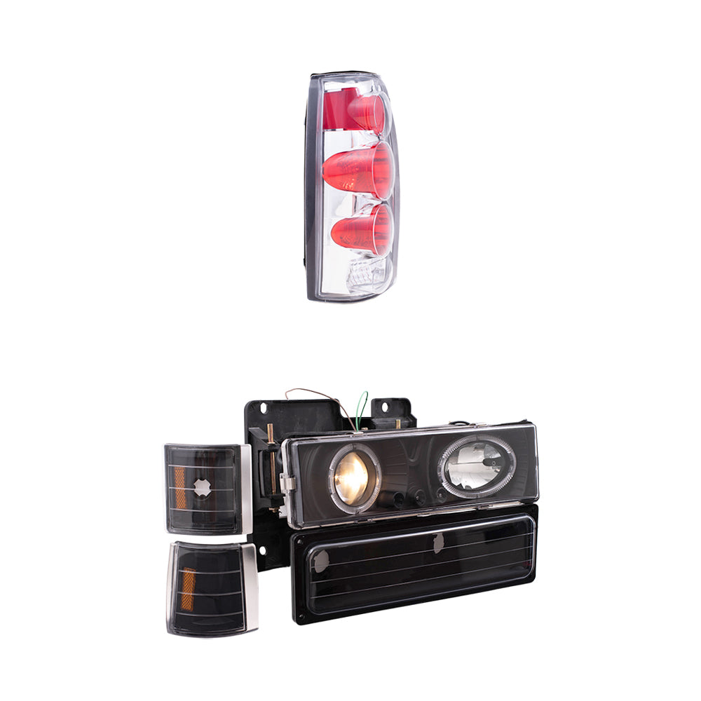 Brock Aftermarket Replacement Front Rear Driver Left Passenger Right 10 Piece Composite Type Performance Light Set Compatible with 1994-2002 GMC C/K Pickup