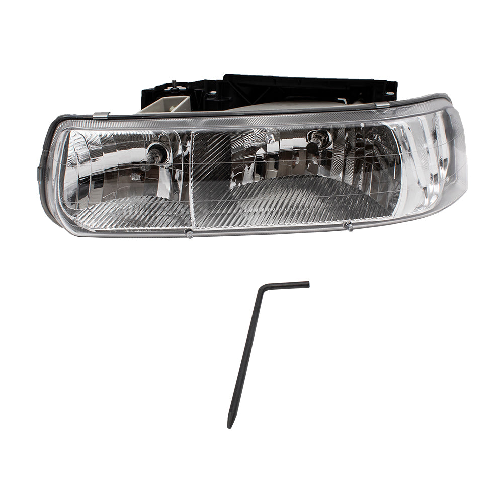 Brock Replacement Driver and Passenger 4 Pc Set Performance Headlights Compatible with 1999-2002 Silverado Pickup Truck