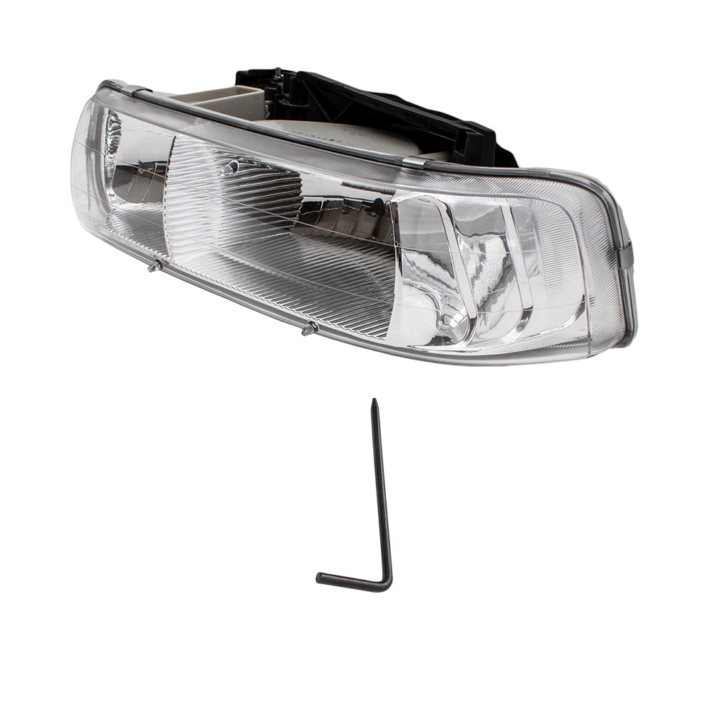 Brock Replacement Driver and Passenger 4 Pc Set Performance Headlights Compatible with 1999-2002 Silverado Pickup Truck