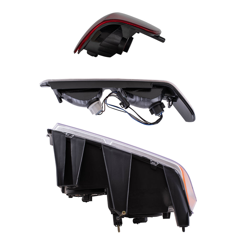 Brock Replacement 6 Pc Headlights Tail Lighs w/ Front Signal Lamps Chrome Bezels Compatible with 2004-2012 Colorado Canyon