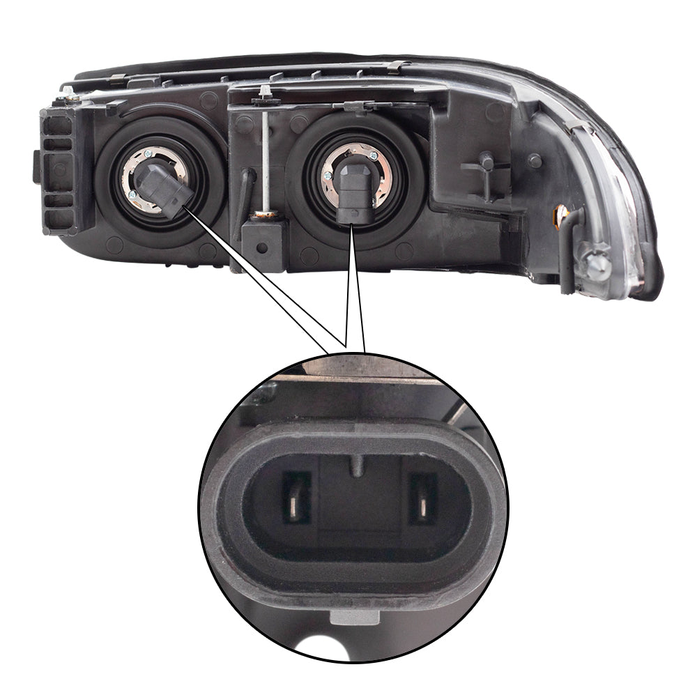 Headlight for 2000-2005 LeSabre Limited w/ Fluted High Beam 4 Bulb Sockets 19245379 Set GM2518153