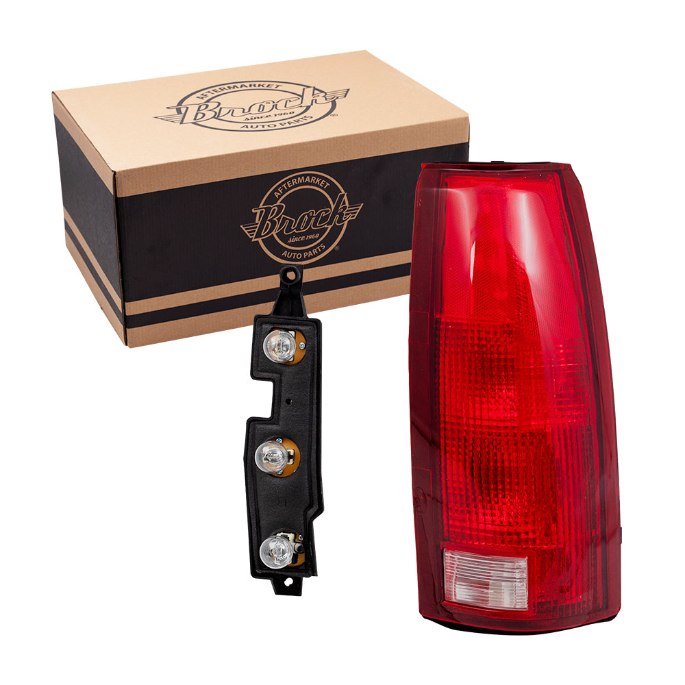 Brock Replacement Passenger Tail Light with Bulb Sockets & Connector Plate Compatible with 5977868