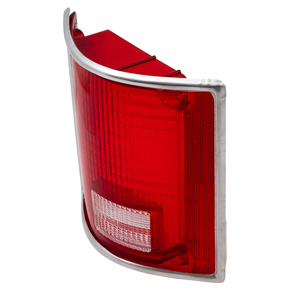 Brock Replacement Driver Tail Light Lens with Chrome Trim Compatible with 73-91 C/K Pickup Truck 5968329