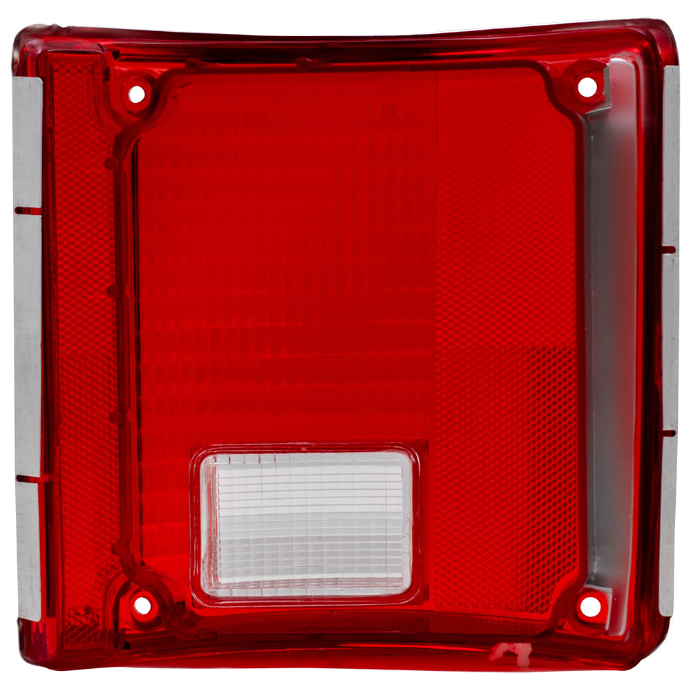 Brock Replacement Driver Tail Light Lens with Chrome Trim Compatible with 73-91 C/K Pickup Truck 5968329