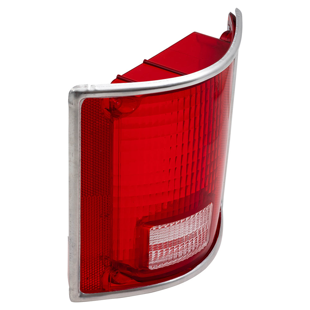 Brock Replacement Passenger Tail Light Lens with Chrome Trim Compatible with 73-91 C/K Pickup Truck SUV 5968330