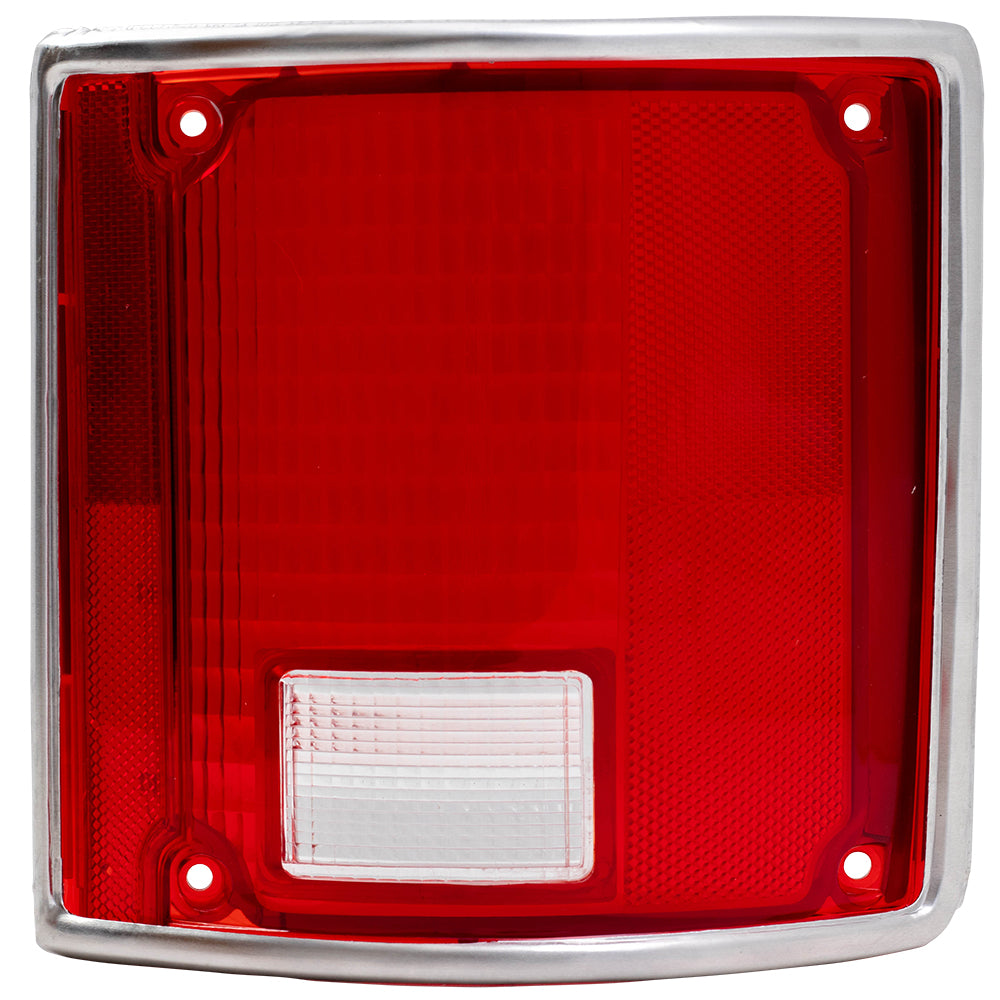 Brock Replacement Passenger Tail Light Lens with Chrome Trim Compatible with 73-91 C/K Pickup Truck SUV 5968330