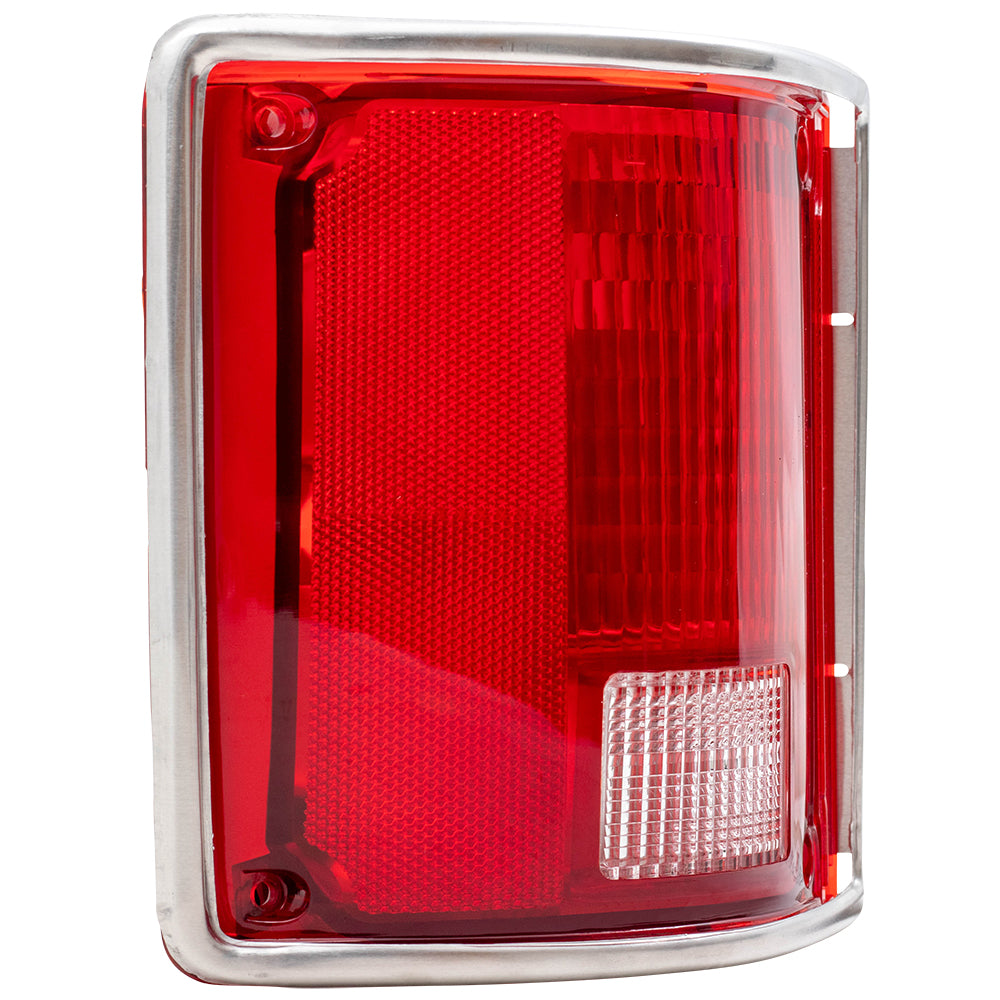 Brock Replacement Driver and Passenger Set Tail Lights with Chrome Trim Compatible with 73-91 Pickup Truck SUV 5965771 5965772