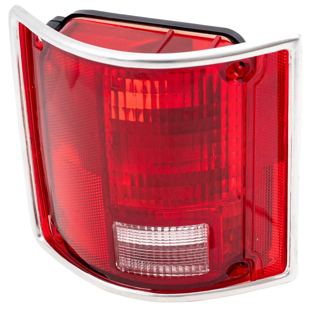 Brock Replacement Driver and Passenger Set Tail Lights with Chrome Trim Compatible with 73-91 Pickup Truck SUV 5965771 5965772