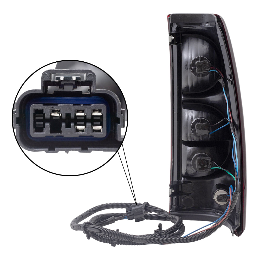 Brock Replacement Driver Tail Lamp Lens, Bulb and Wiring Harness Compatible with 2004-2007 Silverado Fleetside Pickup Truck 19169004