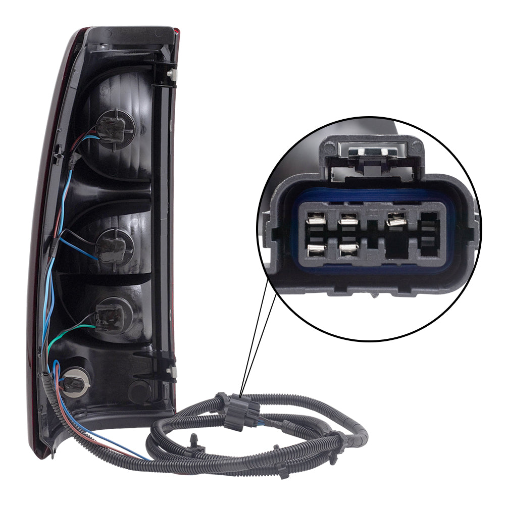 Brock Replacement Passenger Tail Light Lens, Bulb and Wiring Harness Compatible with 2004-2007 Silverado Fleetside Pickup Truck 19169005