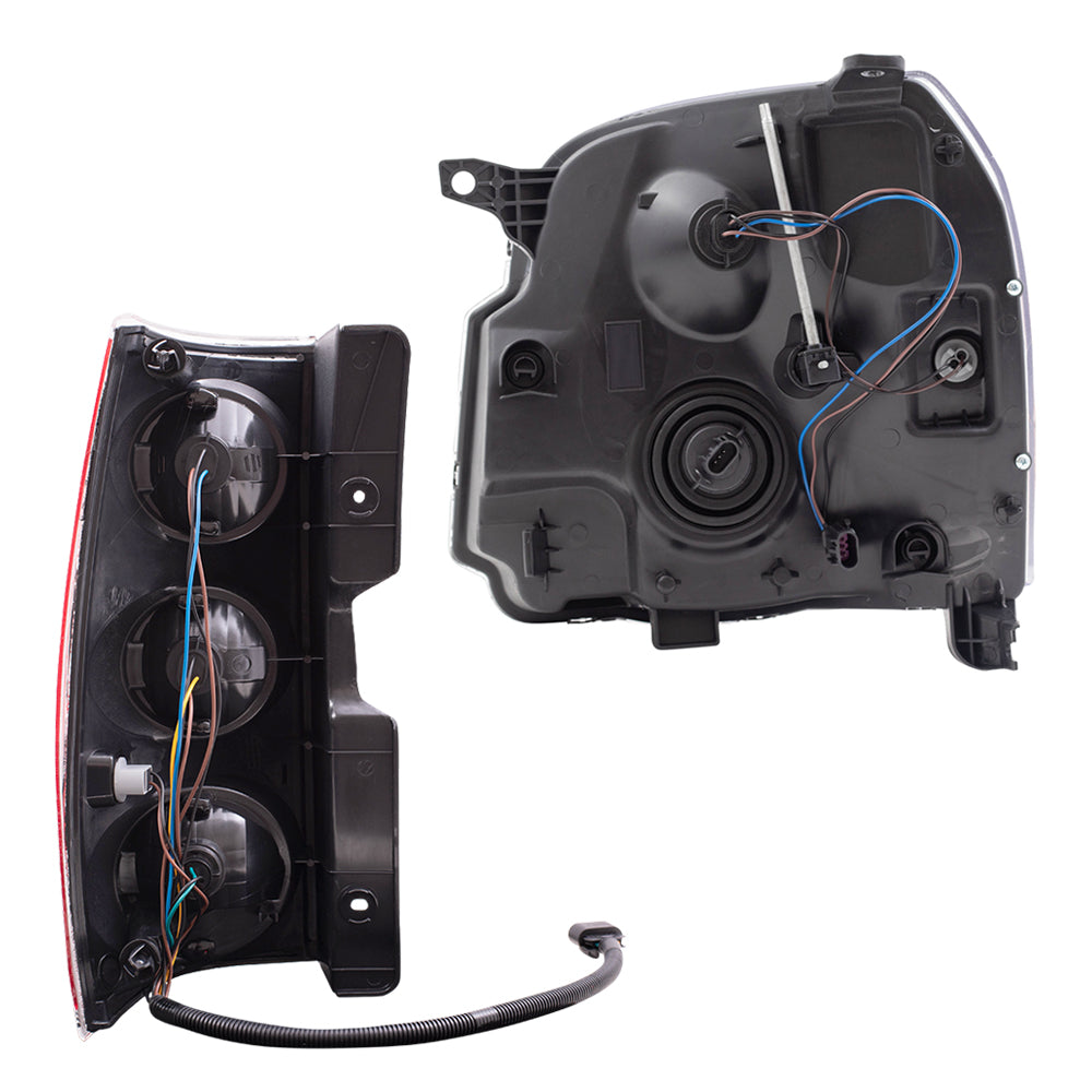 Brock Replacement Driver and Passenger Halogen Combination Headlight Assemblies and Tail Light Assemblies with Black Housing 4 Piece Set Compatible with 2007-2014 GMC Yukon