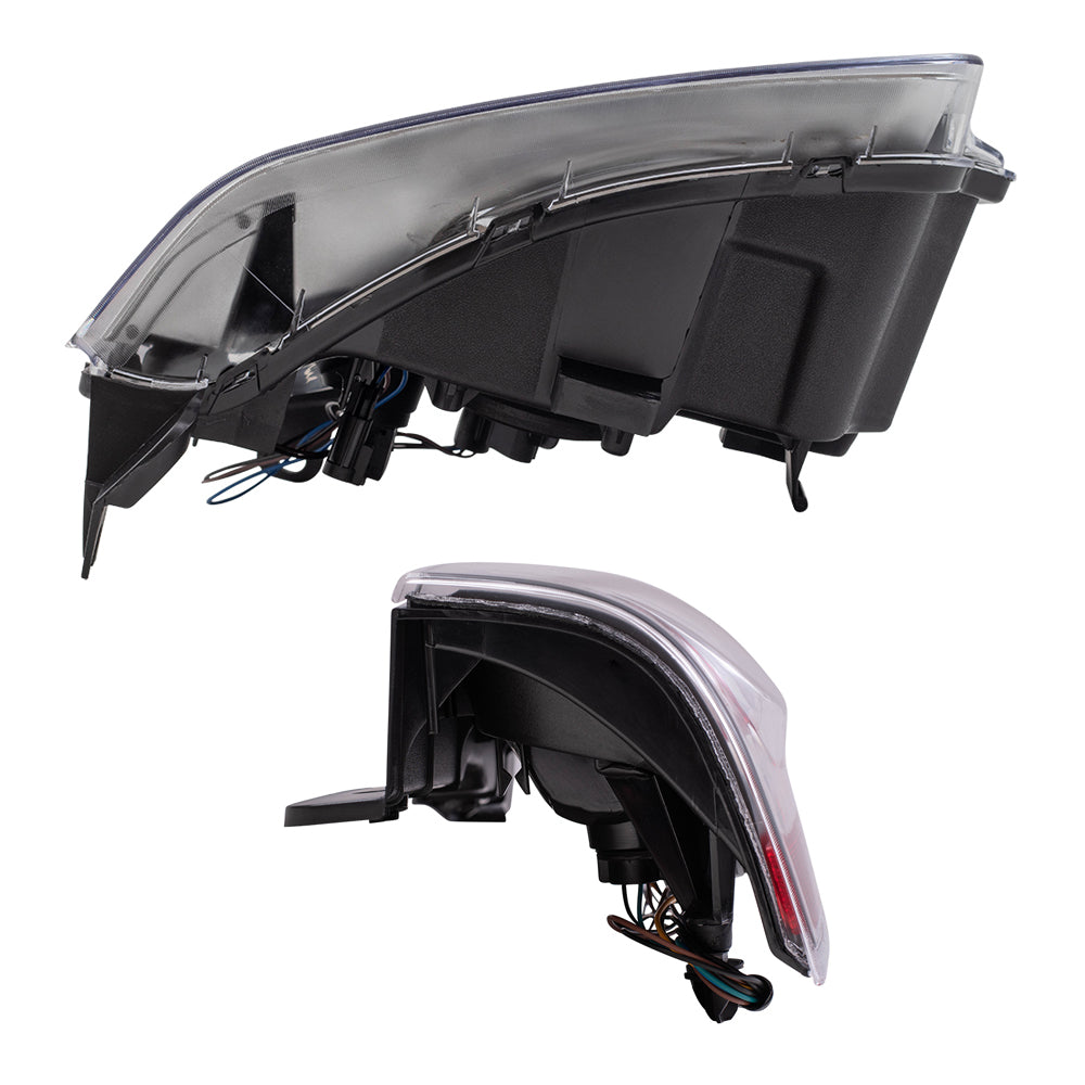 Brock Replacement Driver and Passenger Halogen Combination Headlight Assemblies and Tail Light Assemblies with Black Housing 4 Piece Set Compatible with 2007-2014 GMC Yukon