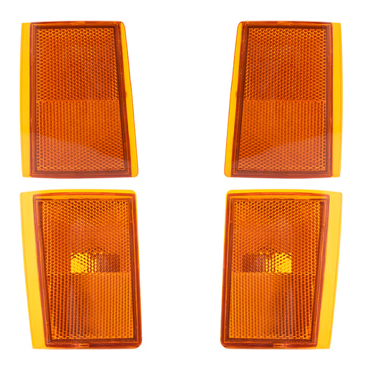 Brock Replacement 4 Pc Side Signal Marker Reflectors Compatible with Chevrolet 1988-1993 C/K Pickup 1992-1993 Suburban Blazer