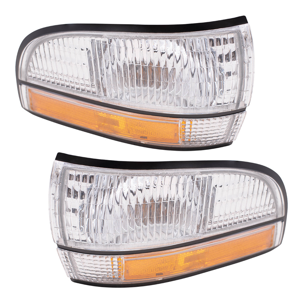 Brock Replacement Driver and Passenger Set Park Signal Front Marker Lights Compatible with 92-96 LeSabre 91-96 Park Avenue 16512683 16512684