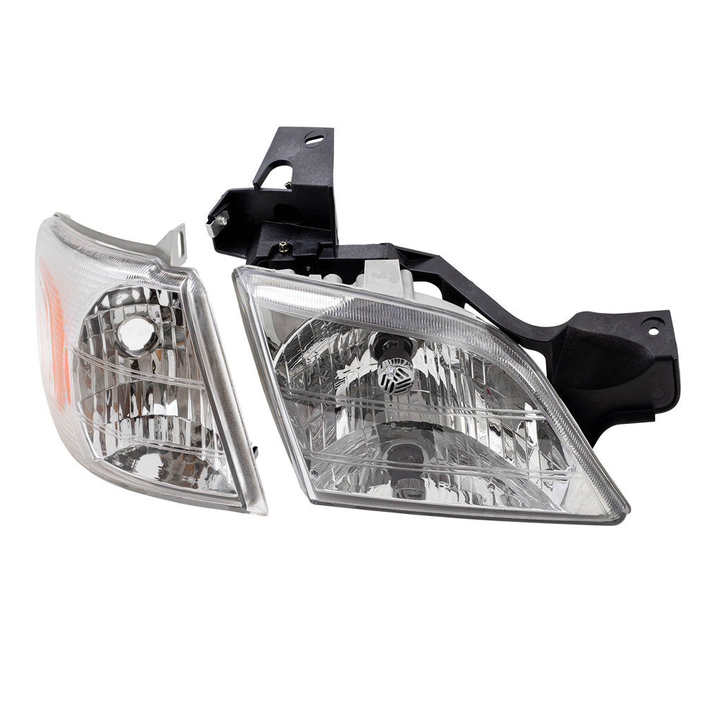 Brock Replacement 4 Pc Set Headlights and Signal Side Marker Lights Compatible with 1997-2005 Venture 10368389 10368388 15130499 15130498