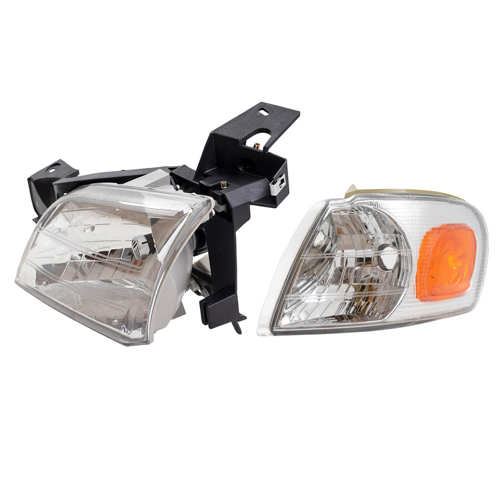 Brock Replacement 4 Pc Set Headlights and Signal Side Marker Lights Compatible with 1997-2005 Venture 10368389 10368388 15130499 15130498
