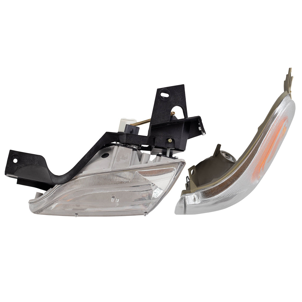 Brock Replacement 4 Pc Set Headlights and Signal Side Marker Lights Compatible with 1997-2005 Venture 10368389 10368388 15130499 15130498