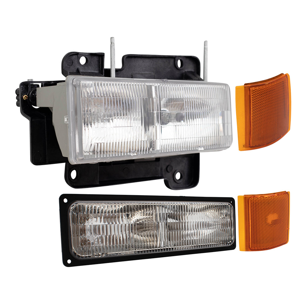 Brock 1223-0054C8 8pc Lighting Set With Headlights-Park/Signal Lights-Upper & Lower Side Marker Lights Compatible With 1994-2002 GMC C/K Pickup 1994-1999 GMC Yukon/Suburban - Not For Chevrolet Models
