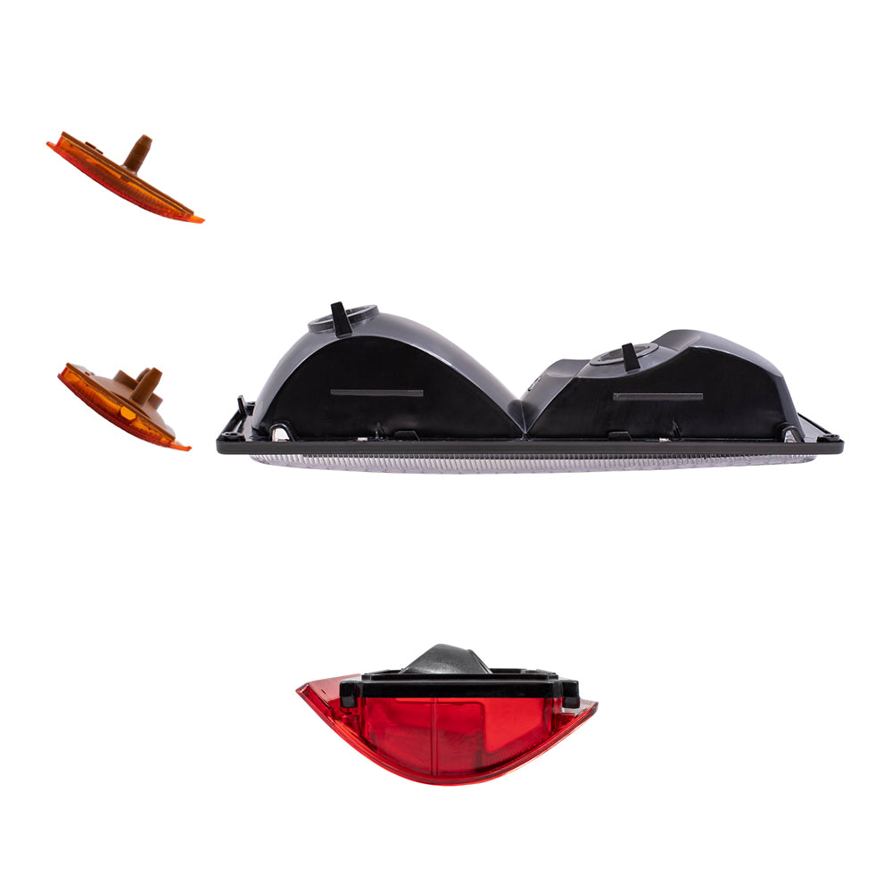 Brock Replacement Driver and Passenger Side Park Signal Marker Lights, Upper Side Marker Reflectors, Lower Side Marker Lights and Tail Lights 8 Piece Set Compatible with 1988-1989 C/K Trucks