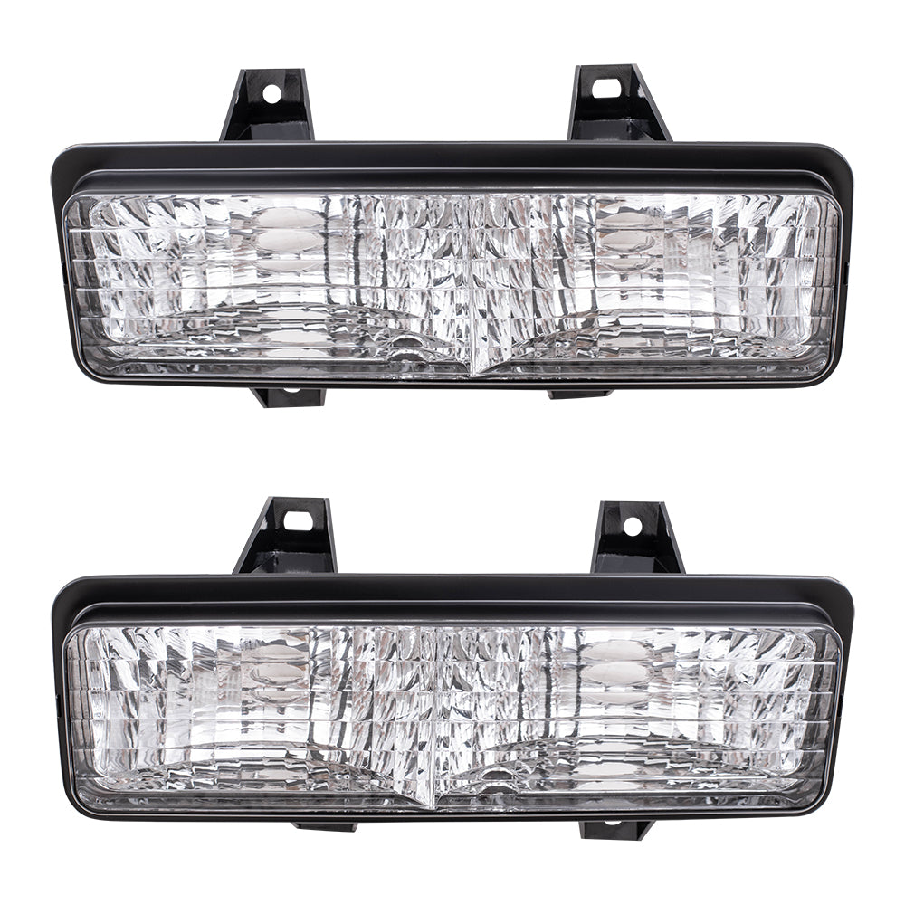 Brock Replacement Driver and Passenger Set Park Signal Front Marker Lights Compatible with 1989-1991 R/V Pickup Truck Suburban Blazer Jimmy