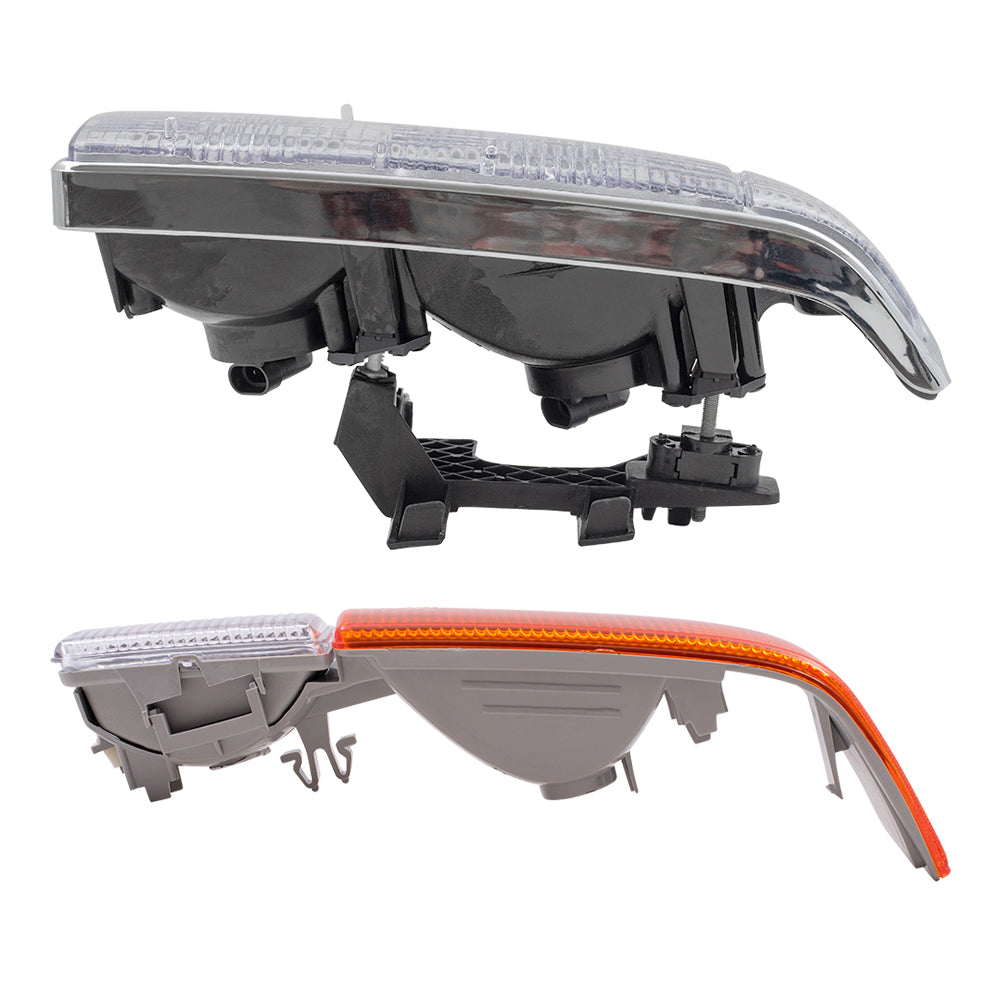Brock Replacement Driver and Passenger Side Halogen Combination Headlight Assemblies and Park Signal Fog Light Units 4 Piece Set Compatible with 1998-2005 Blazer & 1998-2004 S10