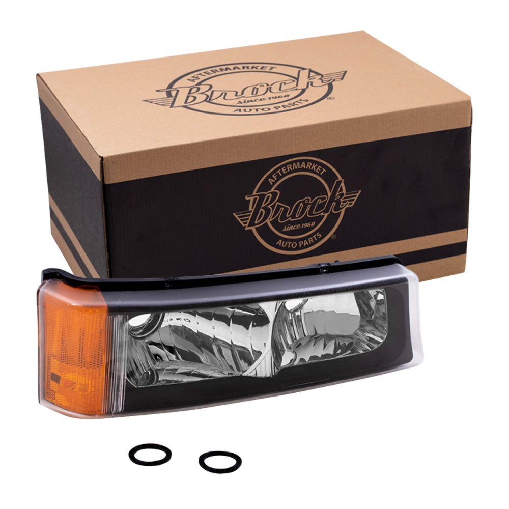 Brock Replacement Passenger Park Signal Front Marker Light Compatible with 2003-2006 Silverado Avalanche Pickup Truck 15199557