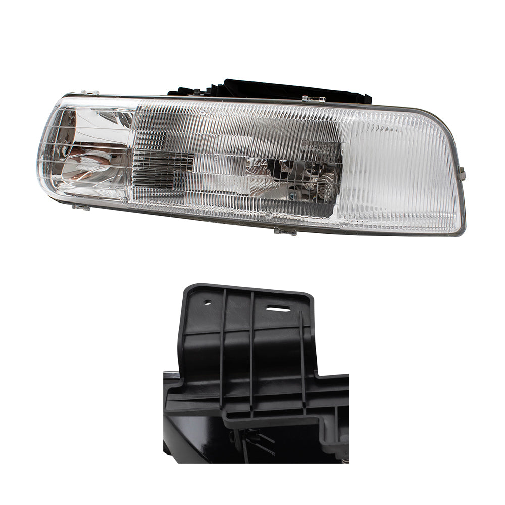 Brock Replacement Driver and Passenger 4 Pc Set Headlights with Fog Lights Compatible with 1999-2002 Silverado Pickup 10368476 10368477