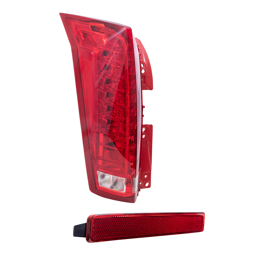 Brock Replacement Driver and Passenger Side Tail Light Assemblies and Rear Reflectors 4 Piece Set Compatible with 2010-2016 SRX