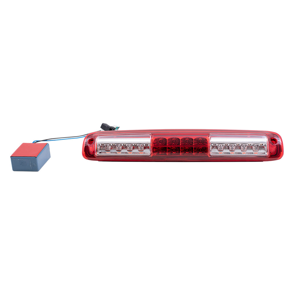 Brock Replacement Third 3rd Brake CHMSL Center High Mount Stop Light Performance Lamp with Red & Clear Lens Compatible with 99-06 Silverado Sierra Pickup Truck