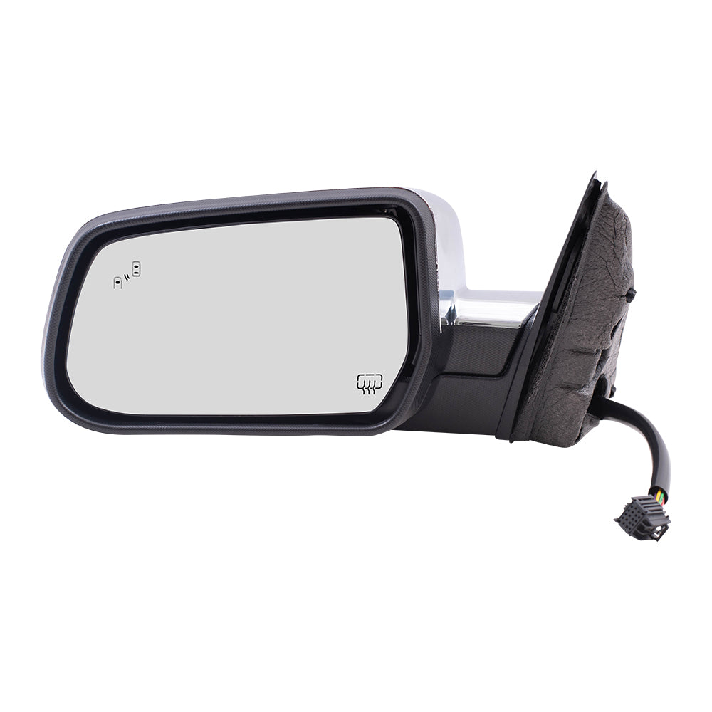 Brock Replacement Chrome Driver Power Heated Memory Blind Spot Detection Mirror Compatible with 2015-2017 Terrain 23219861